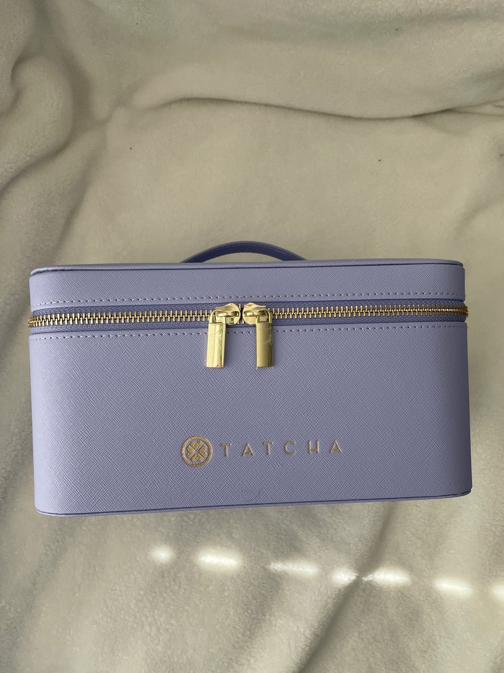 Tatcha Lavender Vanity Case Makeup Organizer Travel Cosmetic Box Mirror Gold Zip - Picture 2 of 14